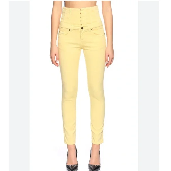 Alexander McQueen Butter Yellow High Rise Jeans, Size 38/25/2 - Picture 2 of 13